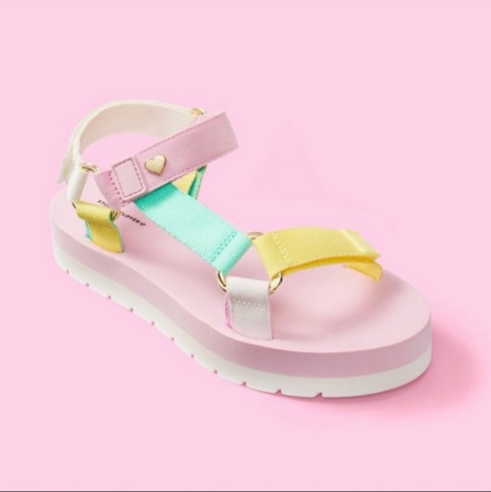 Stoney Clover Lane Sport Sandals Multi Pastel Colors with Gold Heart